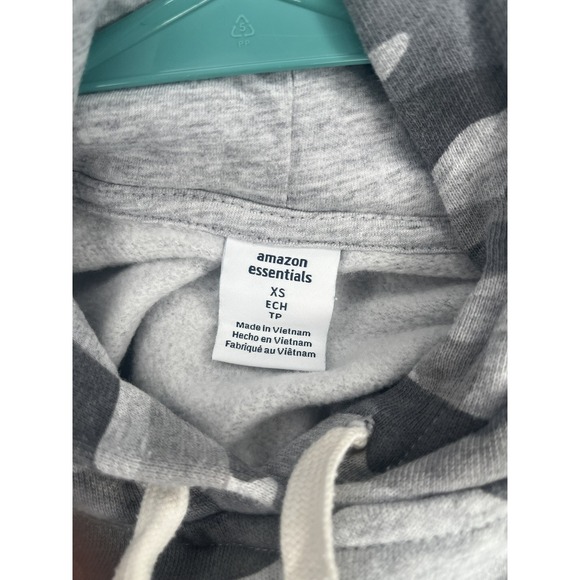 Amazon Essentials Hoodie Gray Size XS Camp Camouflage Sweatshirt Women's - Picture 3 of 6